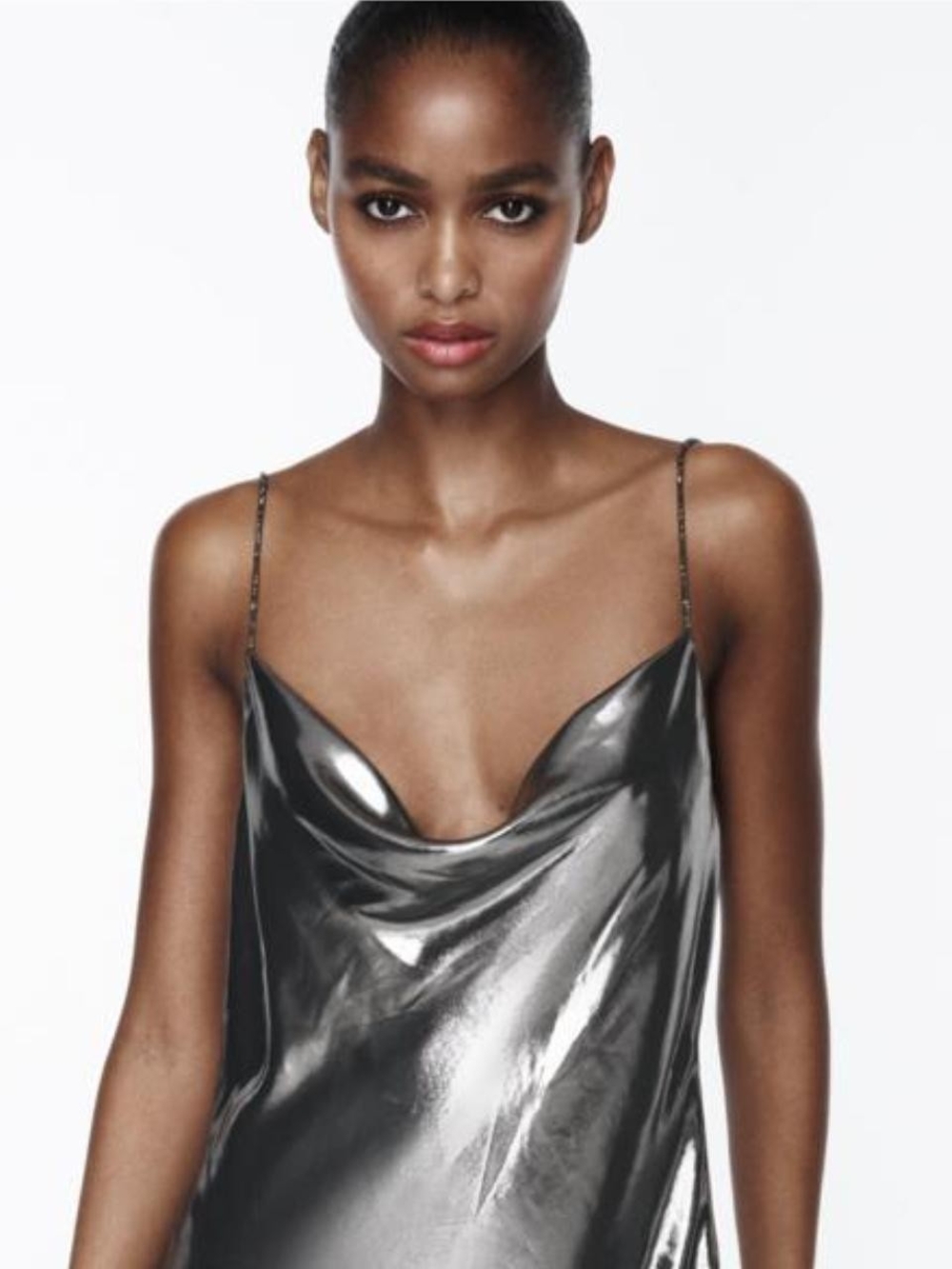 Zara Silver Cowl Neck Dress